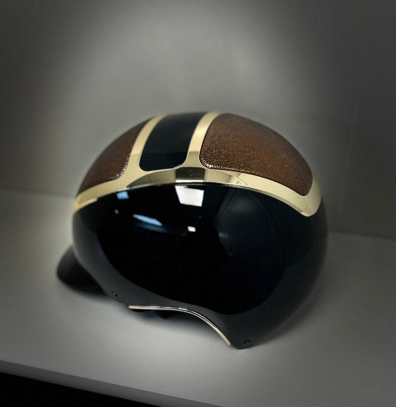 Kask Helmet, Black shine shell with a gold metallic leather