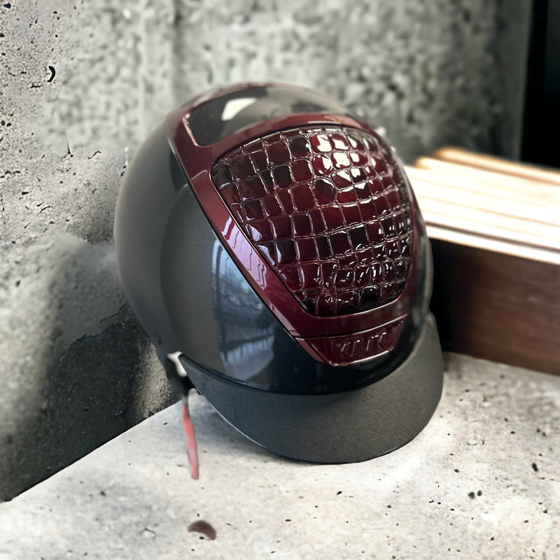 Kask Helmet, Grey Shine with Burgundy croc leather