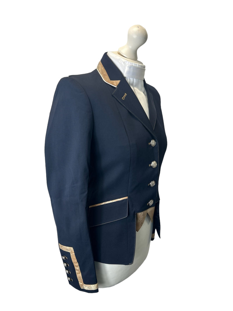 SALE Ladies Gina Cutaway Short Jacket, Navy & Beige Paisley