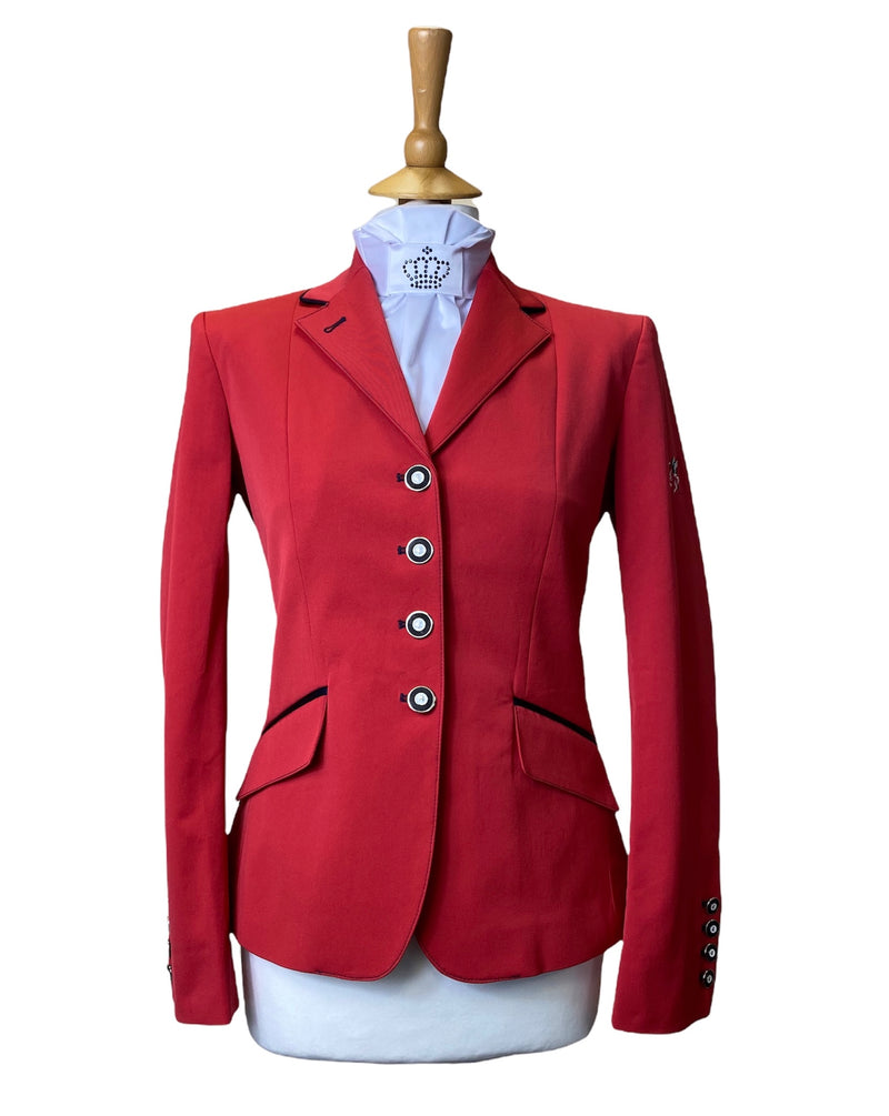 Ladies Charlotte Short Jacket, Classic Red & Navy Collar Piping