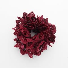 Floral Pearl Beaded Lace Scrunchie