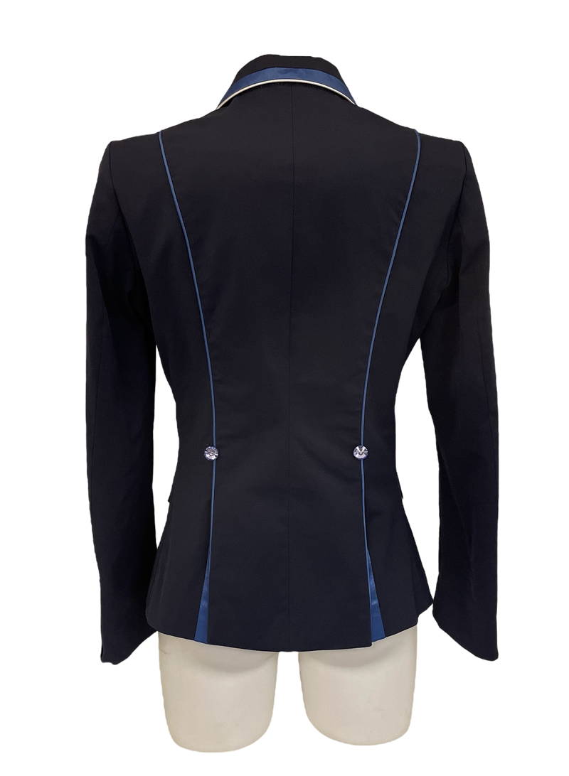 Ladies Gina,  Cutaway Short Jacket, Navy with blue contrast