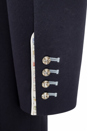 Ladies Isabell Dressage Tailcoat, Navy & Spring Flowers - RTW