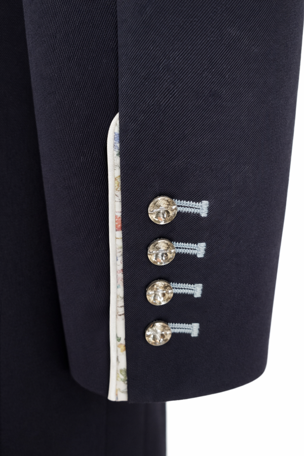 Ladies Isabell Dressage Tailcoat, Navy & Spring Flowers - RTW