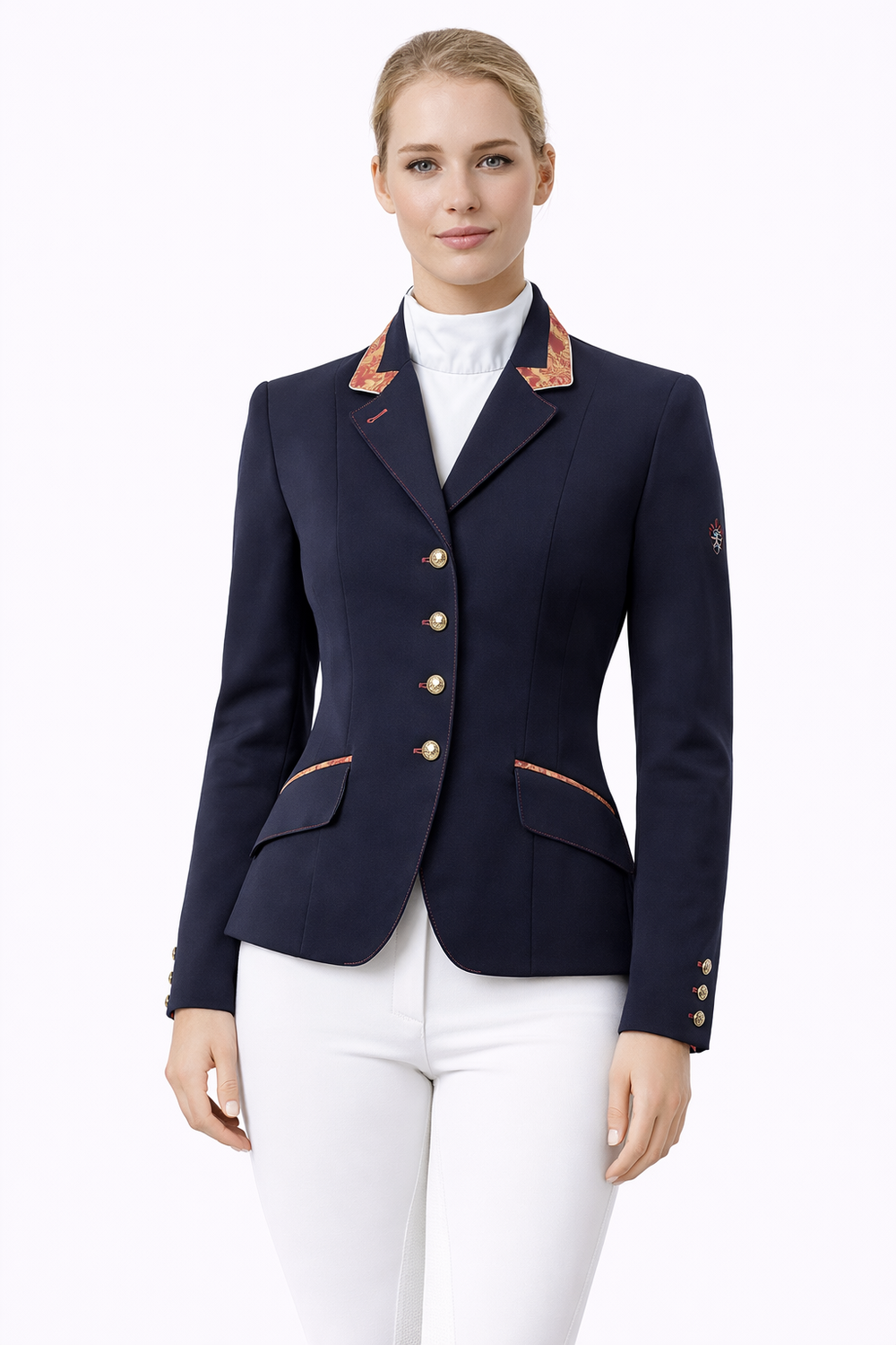 Ladies Charlotte Short Jacket, Black & Red Gold Paisley