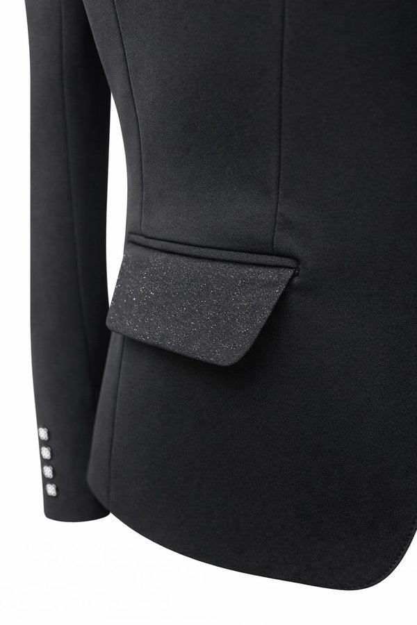 SALE Ladies Short Jacket, Charlotte, Black with clear crystals UK size 11 L
