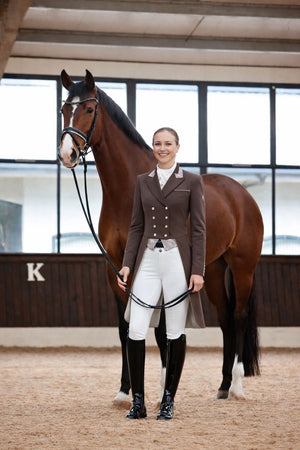 Ladies Isabell Dressage Tailcoat, Pebble & Rose Gold paisley Detailing