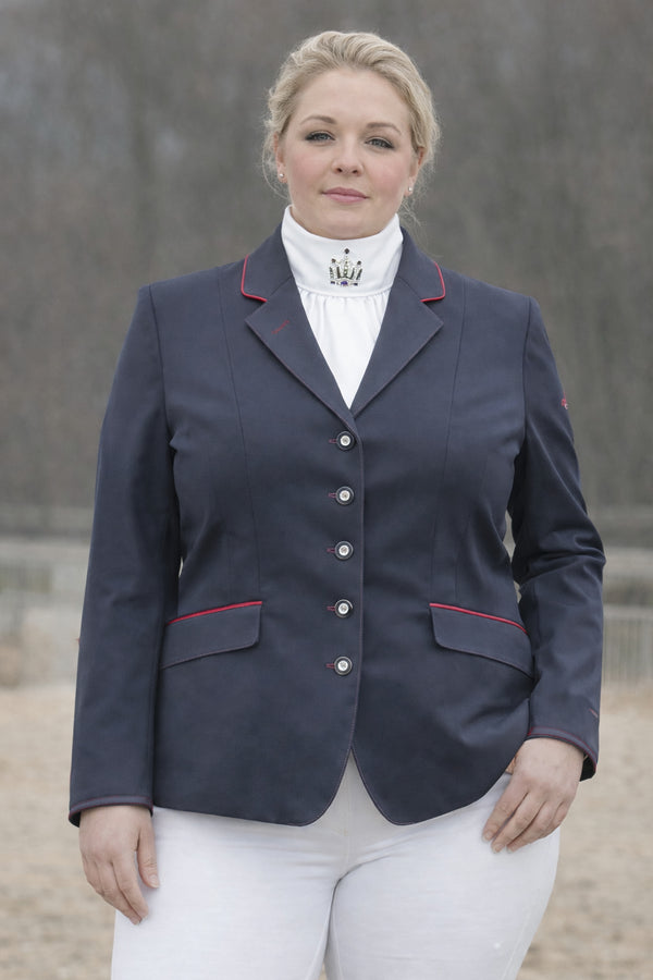 Sale Ladies Charlotte Short Jacket Navy with claret contrast UK Size 26 SPL