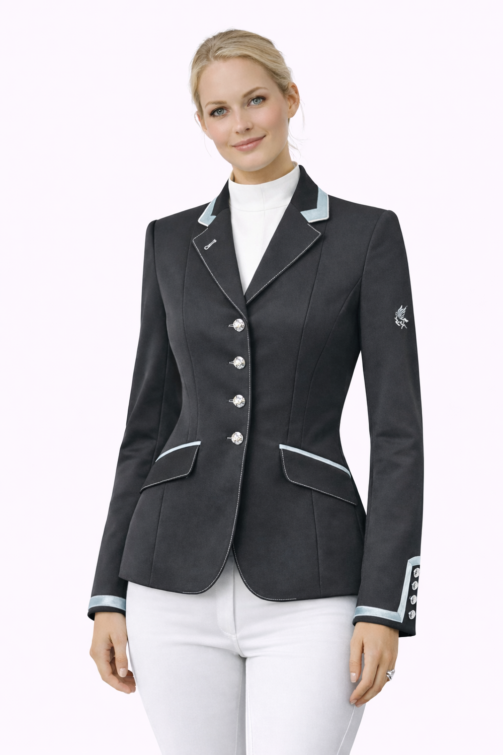SALE Ladies Charlotte Short Jacket, Black & Slate size UK8