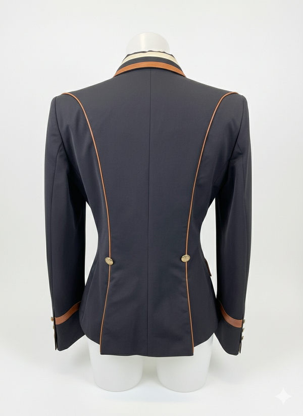 SALE Ladies Short Jacket, Charlotte, Black with copper and cream contrast size UK10 SPL