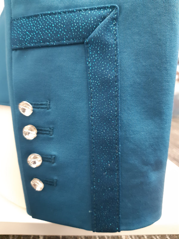 Ladies Catherine Short Tailcoat, Teal & Teal Dazzle