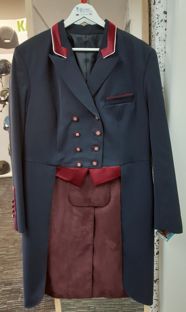 Ladies Isabell Dressage Tailcoat, Navy & Claret - RTW