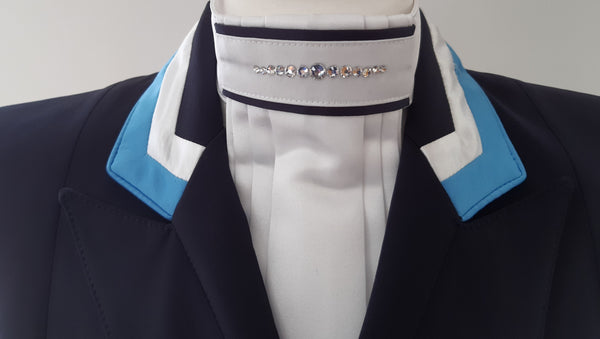 Ladies Isabell Dressage Tailcoat, Navy & Turquoise Tri Collar