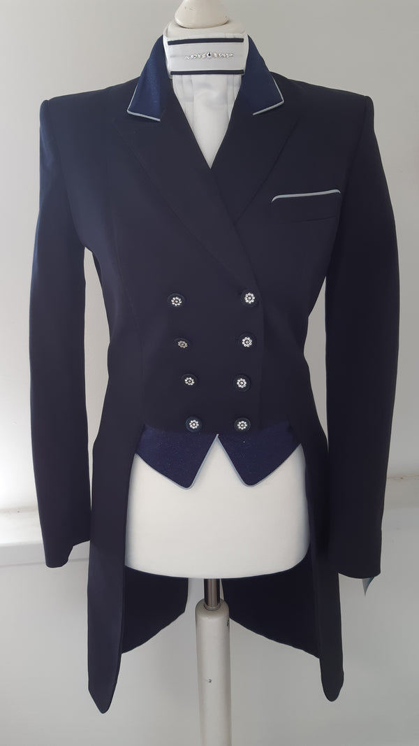 Ladies Isabell Dressage Tailcoat, Navy & Navy Dazzle - RTW