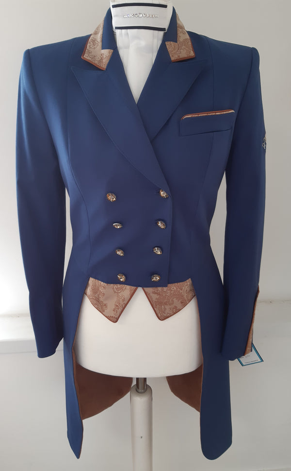 Ladies Isabell Dressage Tailcoat, Classic Blue and Beige Paisley