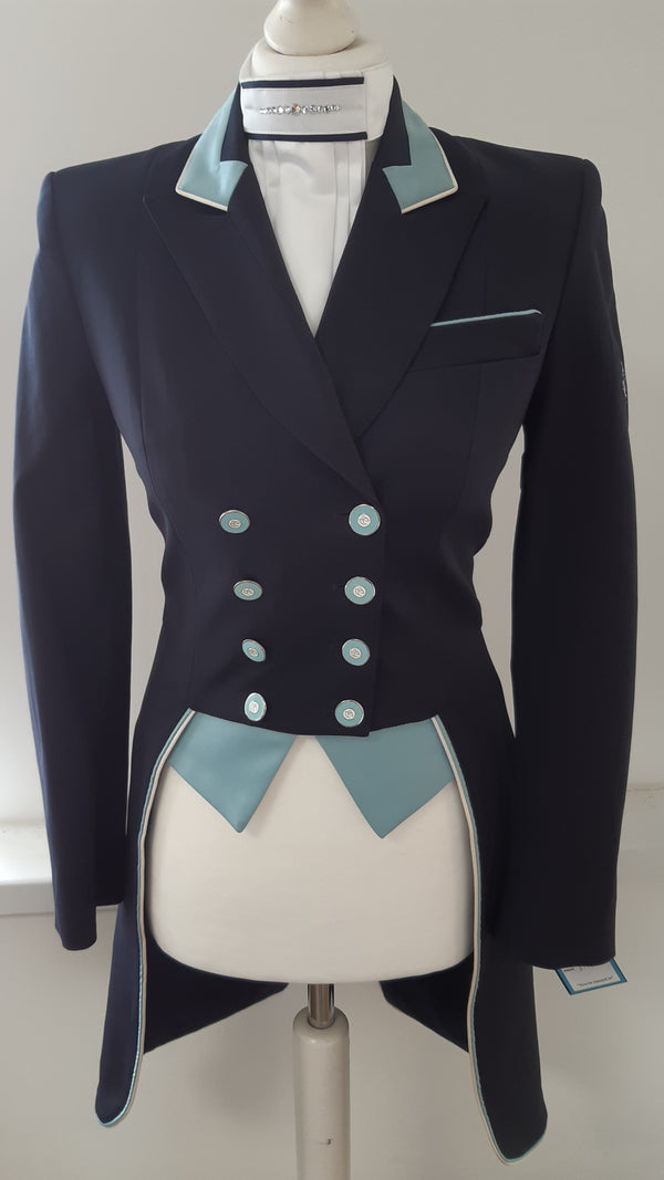 Ladies Isabell Dressage Tailcoat, Navy & Javan - Interchangeable Points