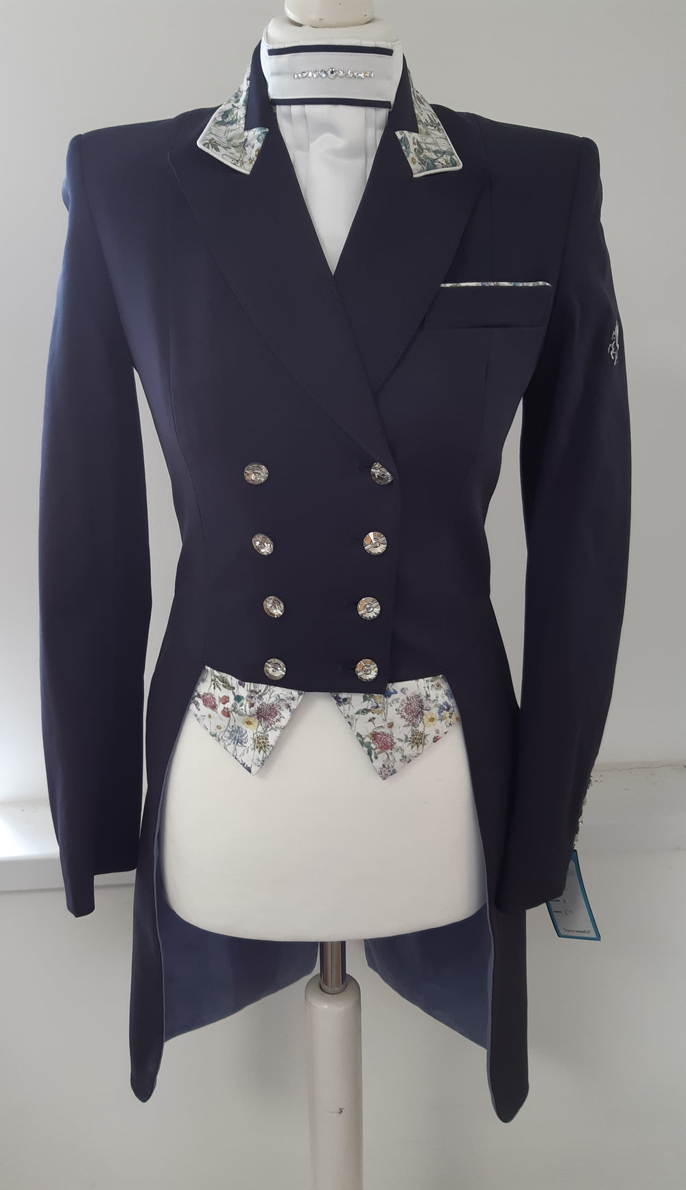 Ladies Isabell Dressage Tailcoat, Navy & Spring Flowers
