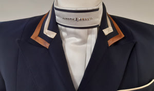 Ladies Isabell Dressage Tailcoat, Navy & Copper Tri Collar - RTW