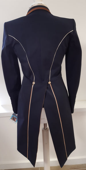 Ladies Isabell Dressage Tailcoat, Navy & Copper Tri Collar - RTW