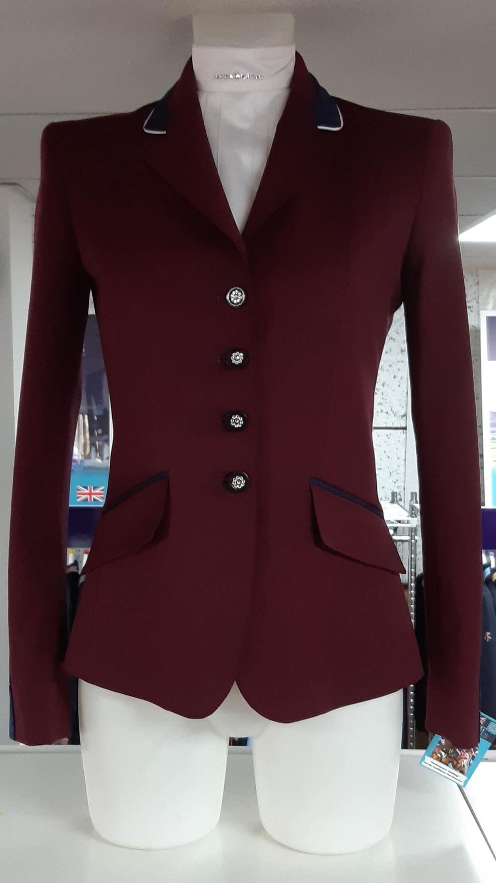 Ladies Charlotte Short Jacket - Claret and Navy dazzle - RTW