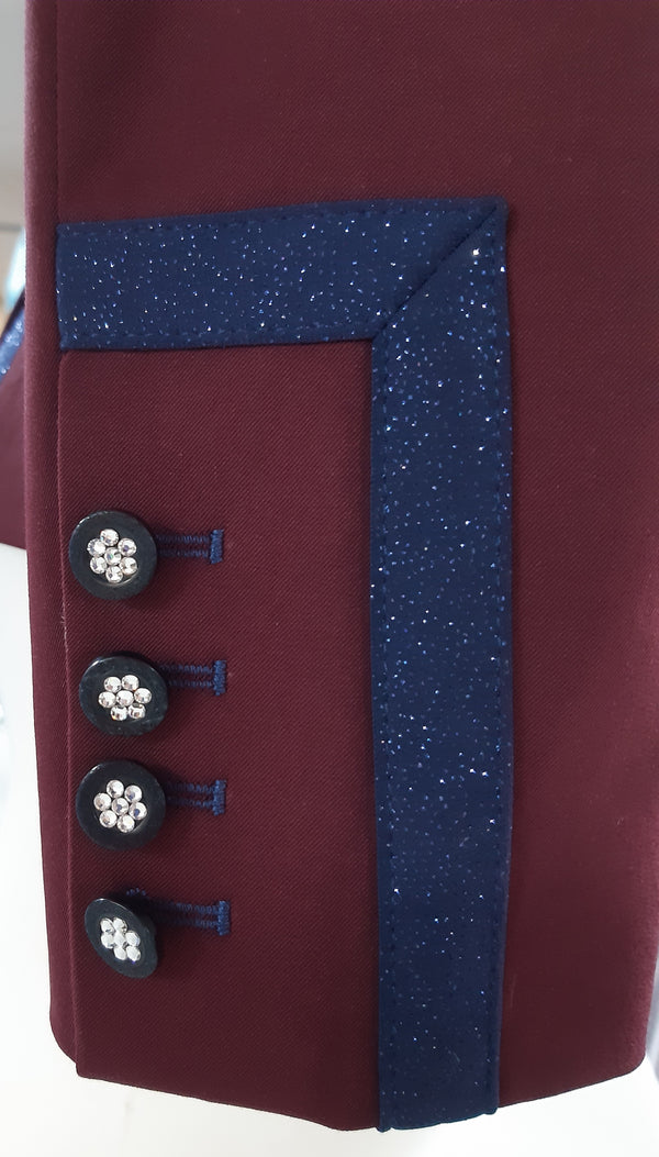 Ladies Charlotte Short Jacket - Claret and Navy dazzle - RTW