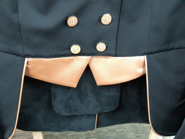 Ladies Catherine Short Tailcoat, Black & Rose Gold