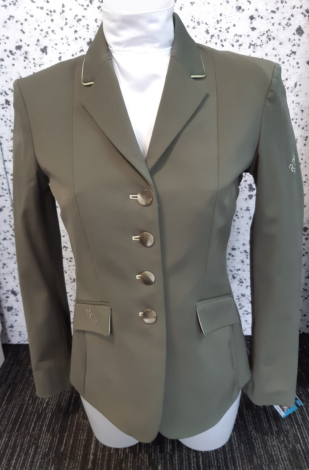 Ladies Charlotte Short Jacket Sage, Avocado Trim, Peter - RTW