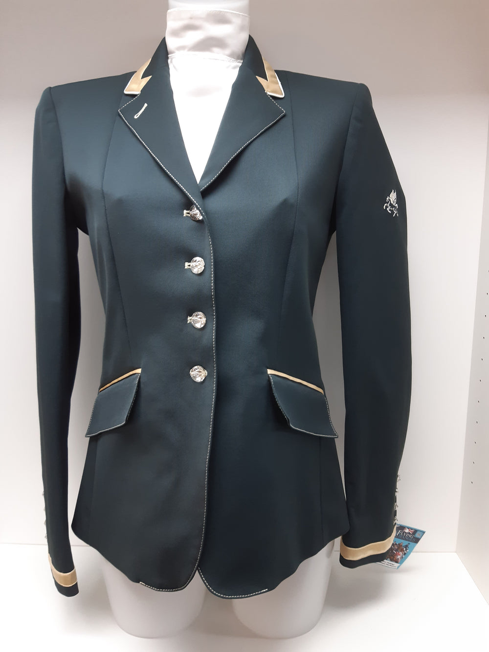 Ladies Charlotte Short Jacket - Forest Green and Neo Gold - RTW