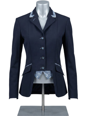 Ladies Gina Cutaway Short Jacket, Navy & New Blue Liberty Print Detailing