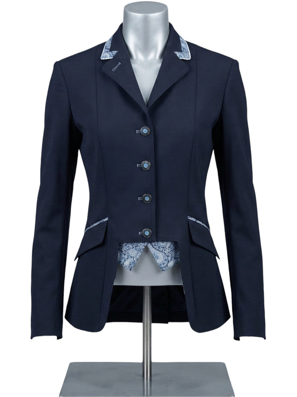 Ladies Gina Cutaway Short Jacket, Navy & New Blue Liberty Print Detailing