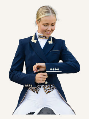 Ladies Isabell Dressage Tailcoat, Navy & Gold with Reversible Points - RTW