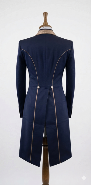 Ladies Isabell Dressage Tailcoat, Navy & Copper Paisley Trim - RTW