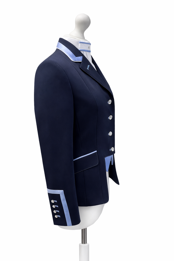 Ladies Gina Cutaway Short Jacket, Navy & Sky Blue Detailing - RTW