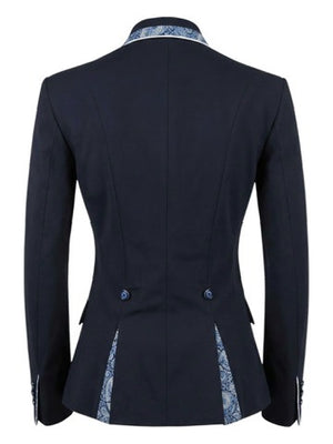Ladies Gina Cutaway Short Jacket, Navy & New Blue Liberty Print Detailing