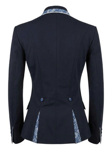 Ladies Gina Cutaway Short Jacket, Navy & New Blue Liberty Print Detailing