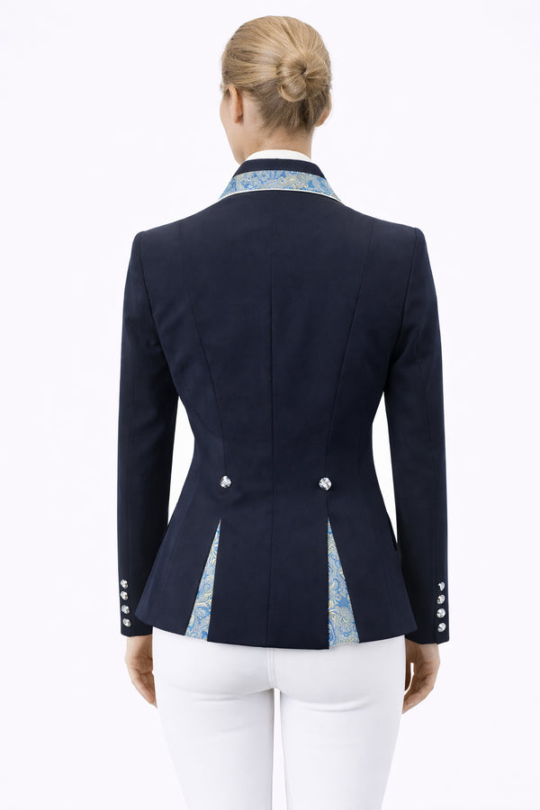 Ladies Charlotte Short Jacket, Navy & Blue Gold Paisley