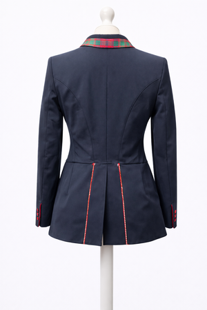 SALE - Ladies Short Tail coat, Catherine, Navy with Tartan Contrast - UK Size 10SPL