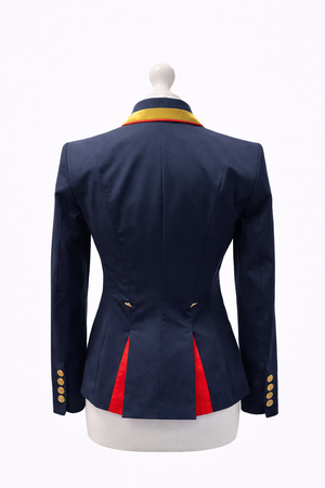 Sale Ladies Charlotte Short Jacket Navy & New Gold Contrast, Red Piping