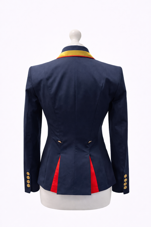Sale Ladies Charlotte Short Jacket Navy & New Gold Contrast, Red Piping