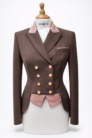 Ladies Catherine Short Tailcoat, Chocolate & Rose Gold Dazzle