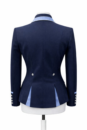 Ladies Gina Cutaway Short Jacket, Navy & Sky Blue Detailing - RTW