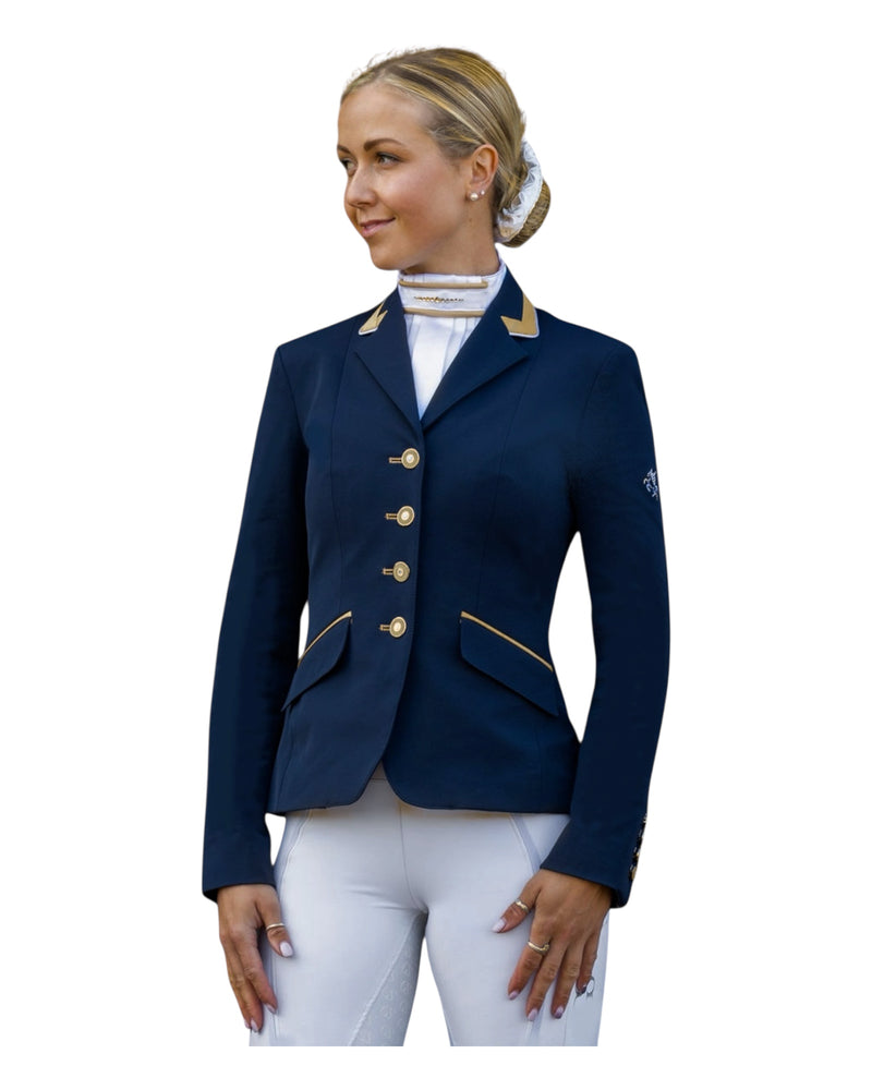 Ladies Charlotte Short Jacket, Navy & Gold