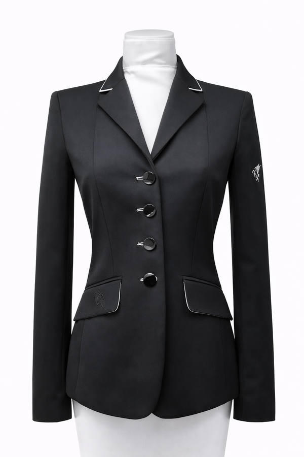 Ladies Charlotte Short Jacket - Black and Silver