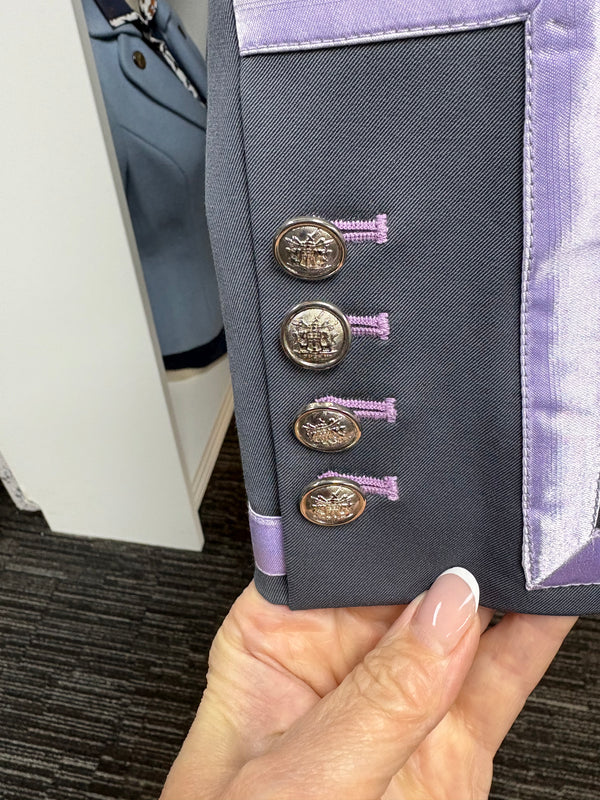 SALE - Ladies Charlotte Short Jacket, Slate Grey with lilac contrast UK Size 18 SPL