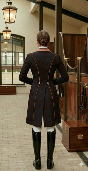 Ladies Isabell Dressage Tailcoat, Black & Rose Gold