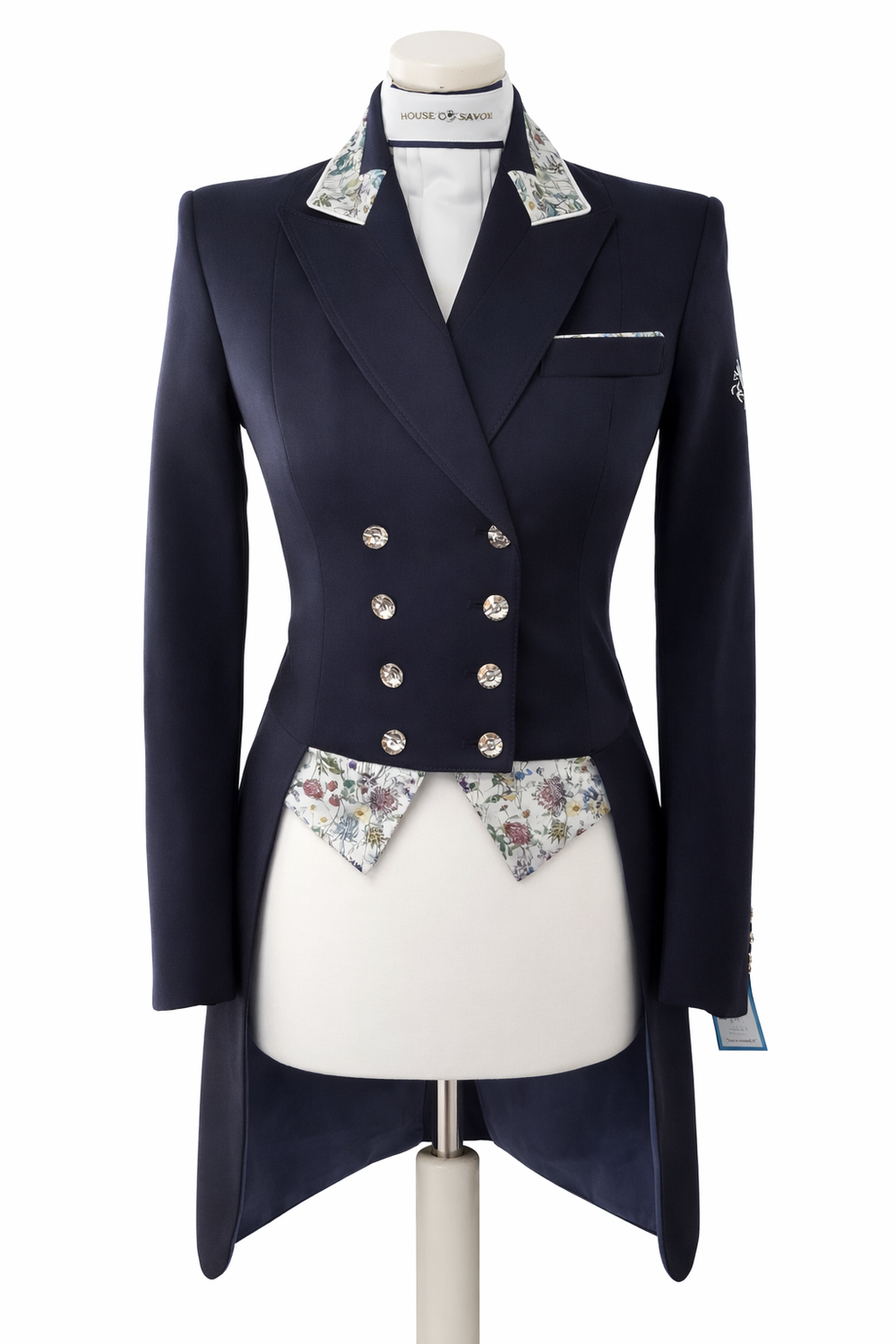 Ladies Isabell Dressage Tailcoat, Navy & Spring Flowers - RTW