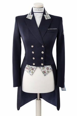 Ladies Isabell Dressage Tailcoat, Navy & Spring Flowers - RTW