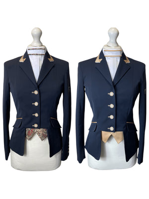 Ladies Gina Cutaway Short Jacket, Navy & Gold with Interchangeable Points - RTW