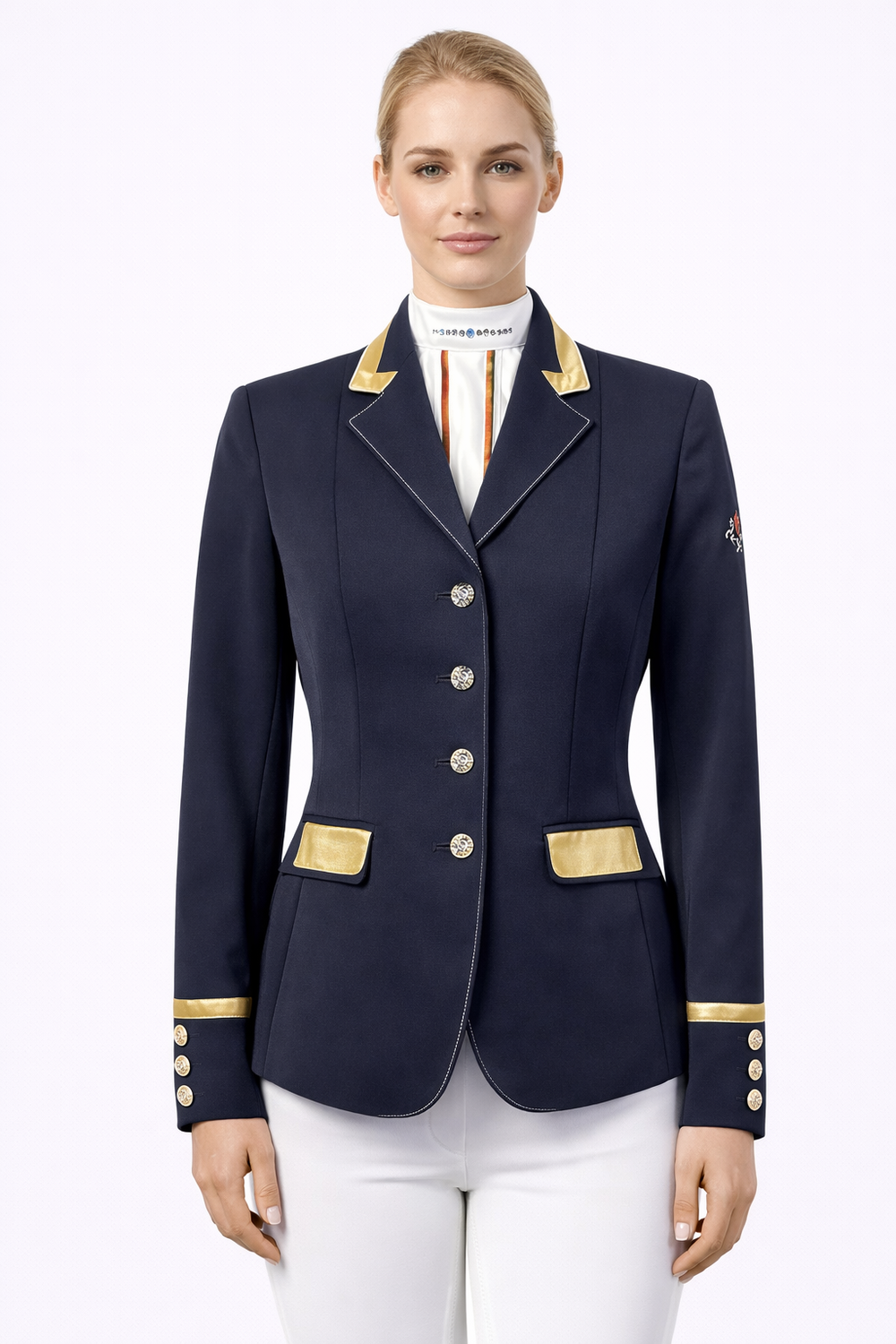 Sale Ladies Charlotte Short Jacket Navy & Neo Gold Contrast size UK6