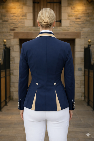 Ladies Gina Cutaway Short Jacket, Navy & Gold with Interchangeable Points - RTW